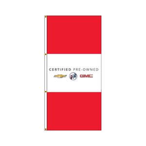 Double Faced Interceptor Drape Flags (Certified Pre-Owned Chevy/Buick/GMC) R/W/R