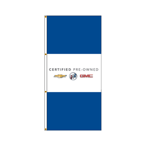 Double Faced Interceptor Drape Flags (Certified Pre-Owned Chevy/Buick/GMC) B/W/B