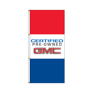 Double Faced Interceptor Drape Flags (Certified Pre-Owned GMC) R/W/B