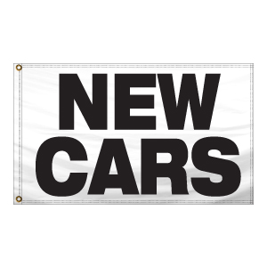 Stock Message Free Flying Drape Flag (New Cars) (2.5' x 3.5')