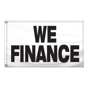 Stock Message Free Flying Drape Flag (We Finance) (2.5' x 3.5')