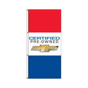 Double Faced Free Flying Drape Flags Cert.PreownedChevrolet) RWB
