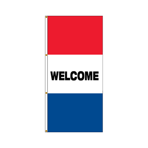 Double Faced Free Flying Drape Flags (Welcome) RWB