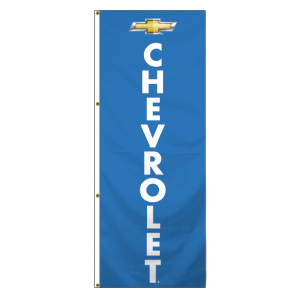Double Faced Free Flying Drape Flags (Center Panel - Chevrolet - Blue) (3' x 8')