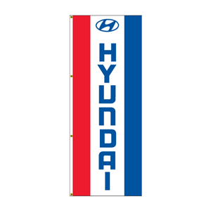 Double Faced Free Flying Drape Flags (Center Panel HYUNDAI R/W/B