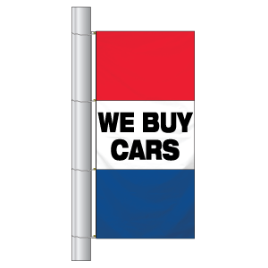 Single Faced Free Flying Drape Flags (We Buy Cars)