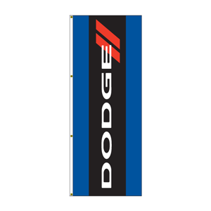 Single Faced Free Flying Drape Flags (Center Panel DODGE BLACK BG B/W/B/