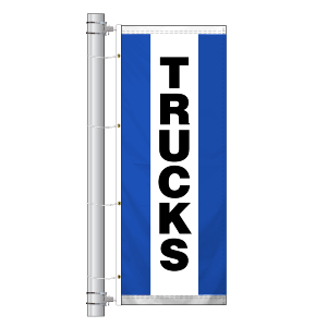 Single Faced Stock Message Interceptor Drape Flag, TRUCKS B/W/B
