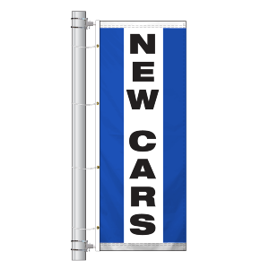 Single Faced Stock Message Interceptor Drape Flag, NEW CARS BWB