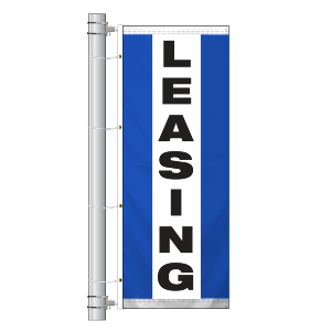 Single Faced Stock Message Interceptor Drape Flag LEASING B/W/B