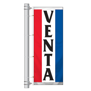 Single Faced Stock Message Interceptor Drape Flag, VENTA R/W/B