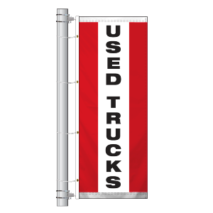 Single Faced Stock Message Interceptor Drape Flag, USED TRUCKS R/W/R