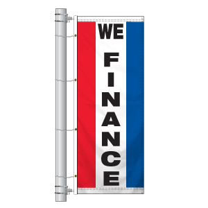 Double Faced Stock Message Interceptor Drape Flag (We Finance) (3' x 8')