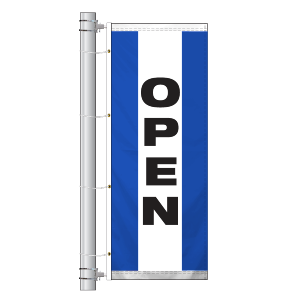 Double Faced Stock Message Interceptor Drape Flag (Open) (3' x 8') BWB