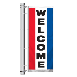 Double Faced Stock Message Interceptor Drape Flag (Welcome) (3' x 8') RWB