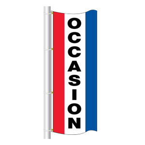 Double Faced Stock Message Free Flying Drape Flag, (OCCASION) (3'X8') RWB