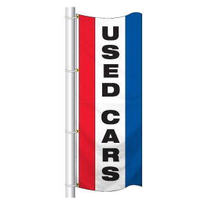 Double Faced Stock Message Free Flying Drape Flag (Used Cars) (3' x 8')