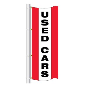 Double Faced Stock Message Free Flying Drape Flag, (USED CARS) (3'X8') RWR