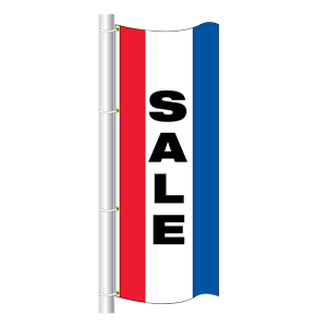 Double Faced Stock Message Free Flying Drape Flag, (SALE) (3'x8') RWB